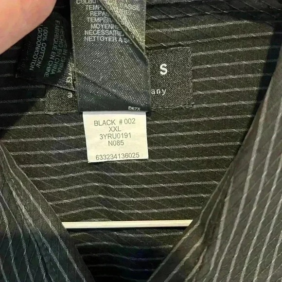 Axcess Mens Classic Fit Long Sleeve Button Down Dress Shirt Black Pinstripe XXL - Picture 8 of 16